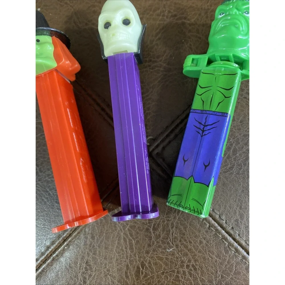 Pez Dispensers Green Face‎ Witch Purple Skull Green Hulk Vintage Lot of  3